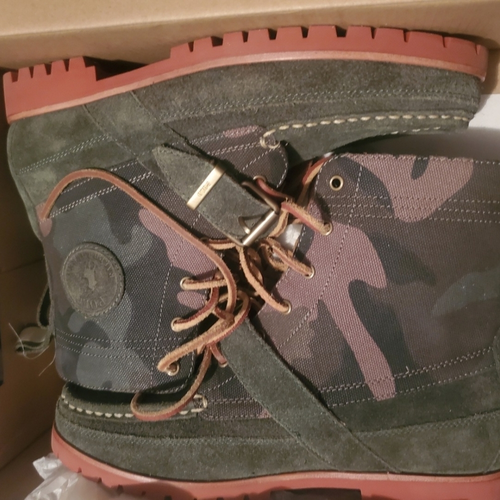 Polo by Ralph Lauren Green and Brown Camouflage Boots